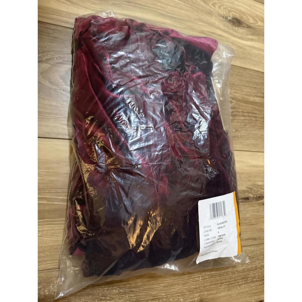 NWT! Halogen® Short Sleeve Velvet Midi Dress in Merlot Size Small - Picture 3 of 5